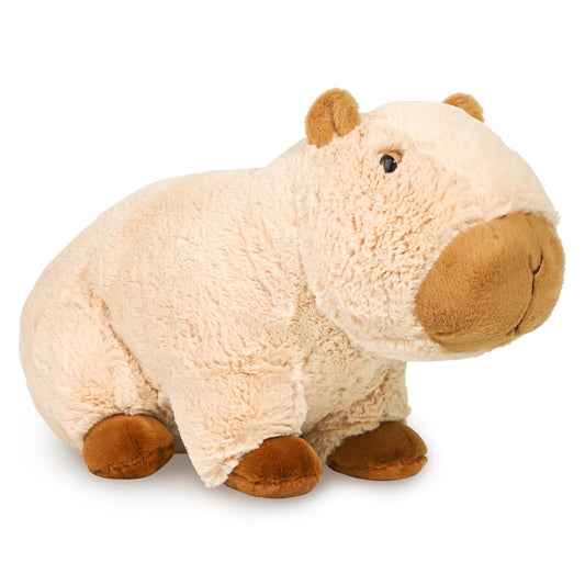 Riuhot Capybara plush face close-up shows soft texture and friendly eyes.