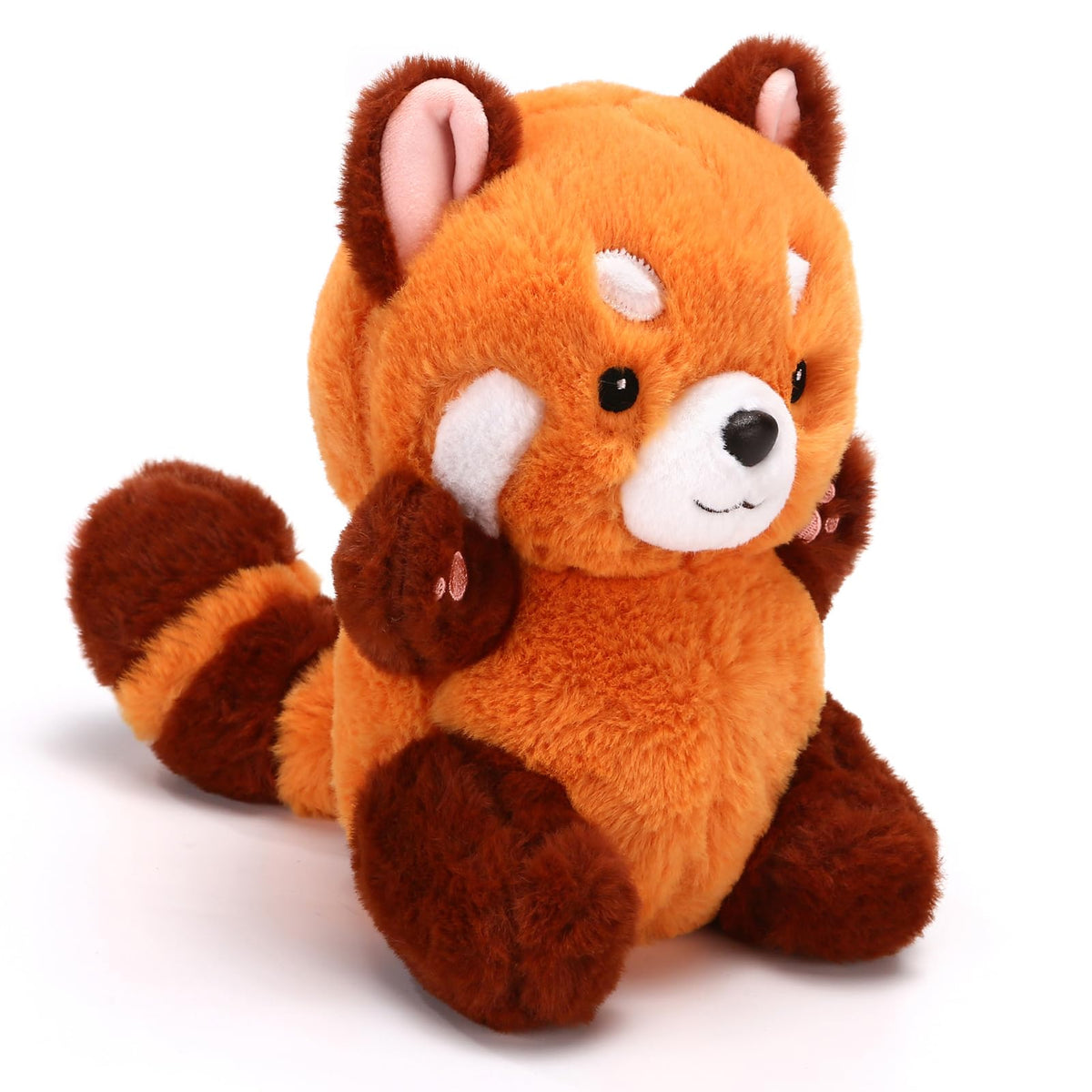 Riuhot red panda plush face close-up with cute eyes for comforting play
