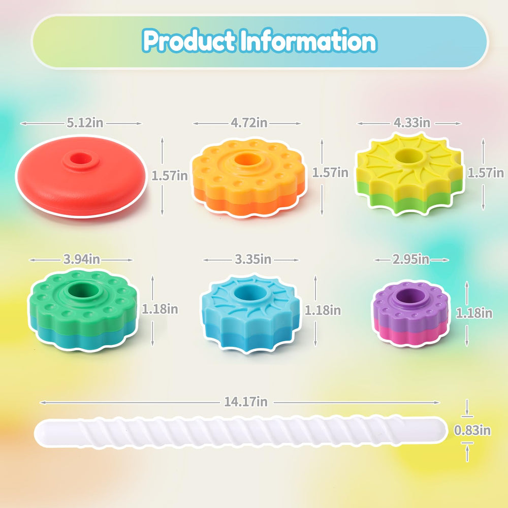 Riuja baby spinning toy rainbow discs close-up promoting color recognition and tactile exploration