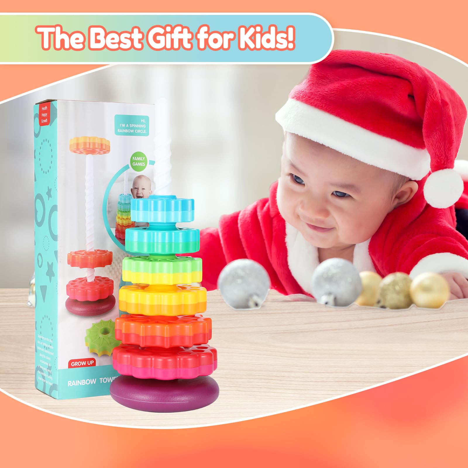 Riuja stacking toy designed for ages 12 months and up.