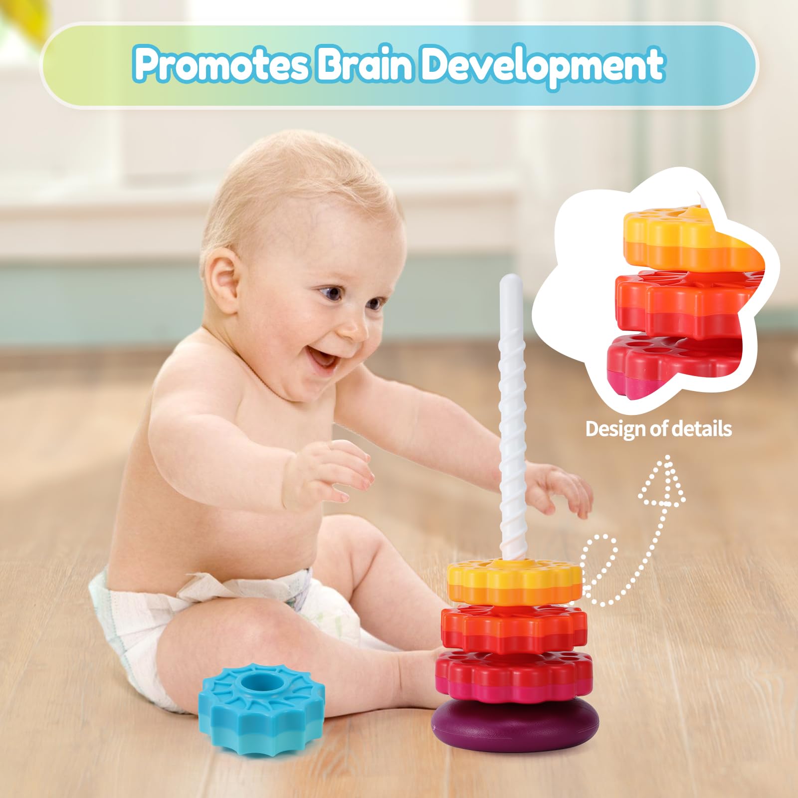 Riuja toddler hands spinning toy demonstrates engaging screen-free play.