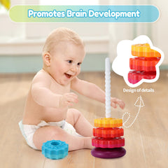 Riuja toddler hands spinning toy demonstrates engaging screen-free play.