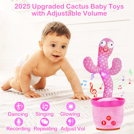 River Mill cactus toy side view showing adjustable volume for gentle play sessions