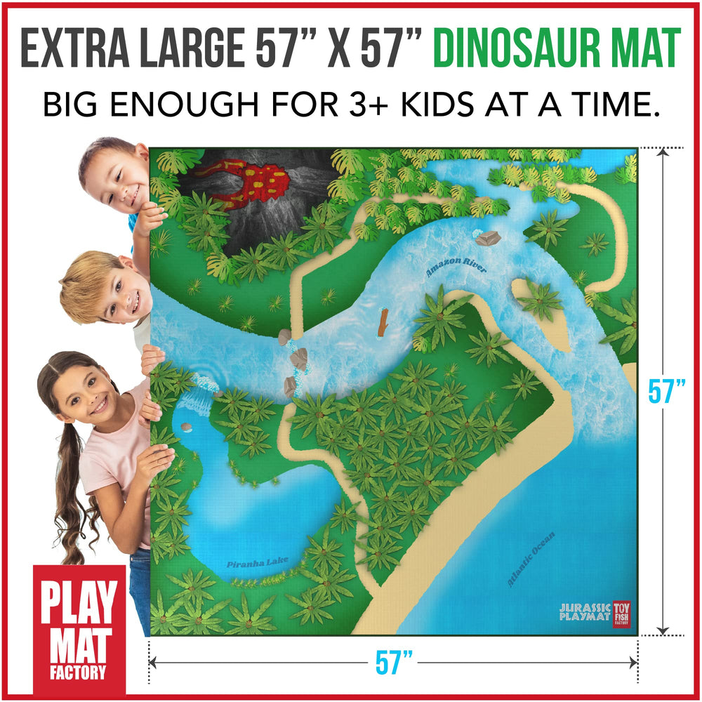 River Monster Collection Dinosaur Play Mat Jungle Scene—rich detail sparks storytelling sessions.