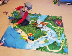 River Monster Collection Dinosaur Play Mat Lava Waterfall—vibrant colors invite dynamic exploration.