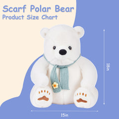 Riverwar Polar Bear Plush blue scarf adds charming detail and warmth.