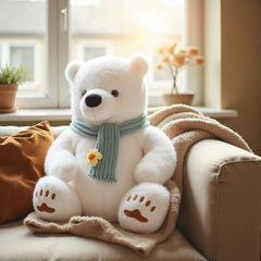 Riverwar Polar Bear Plush uses ultra-soft fabric for gentle touch.