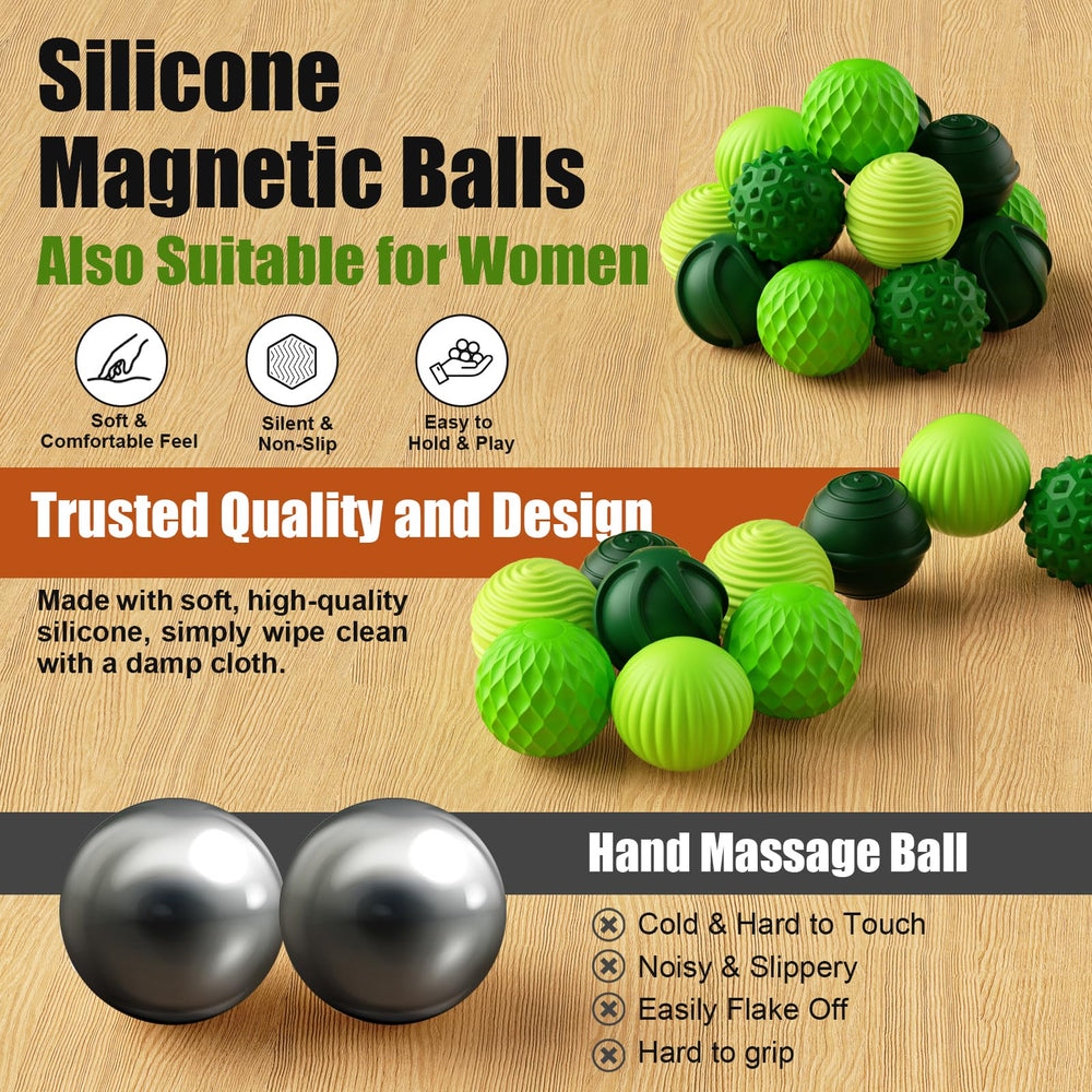 Magnetic cores interacting to form shapes and patterns with RIVGOT balls.