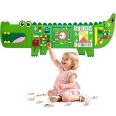 Rivibou Crocodile Foldable Busy Board wall panel for toddlers promotes independent play