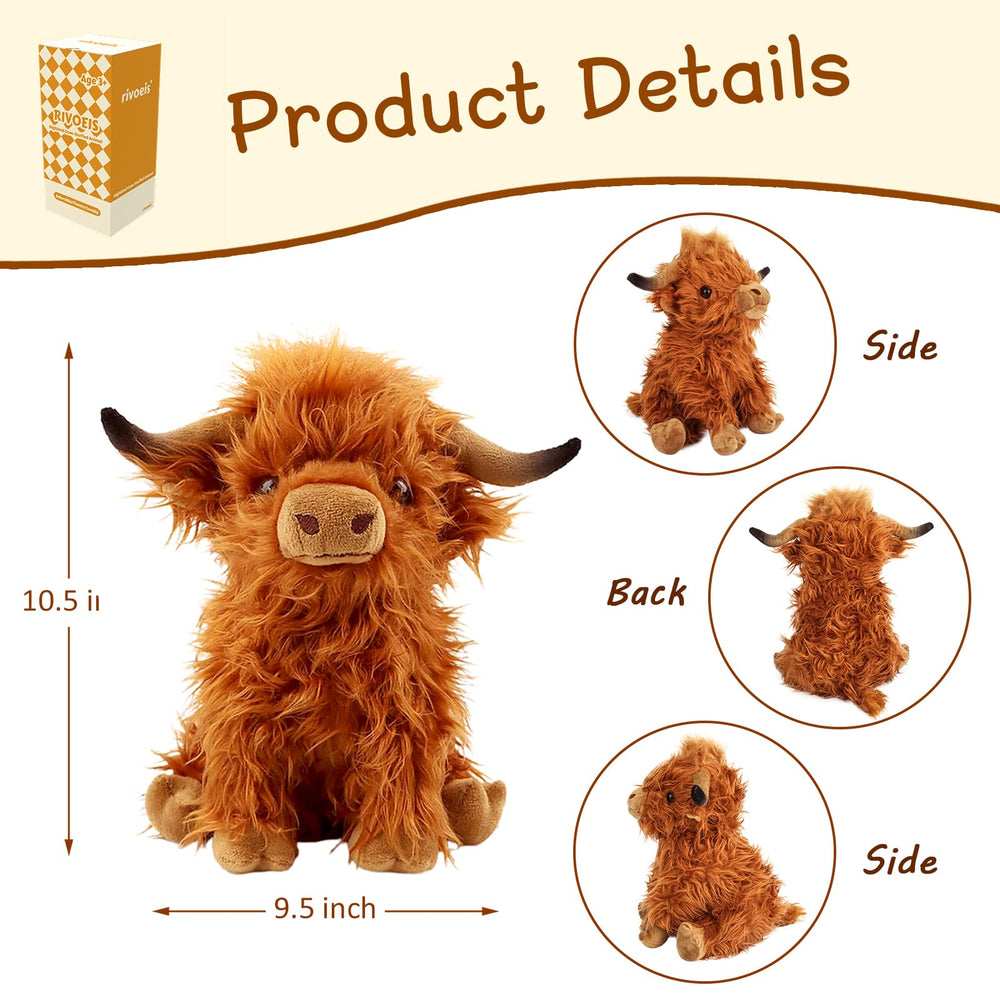 rivoeis Highland cow plush suitable as kid-friendly bedtime buddy