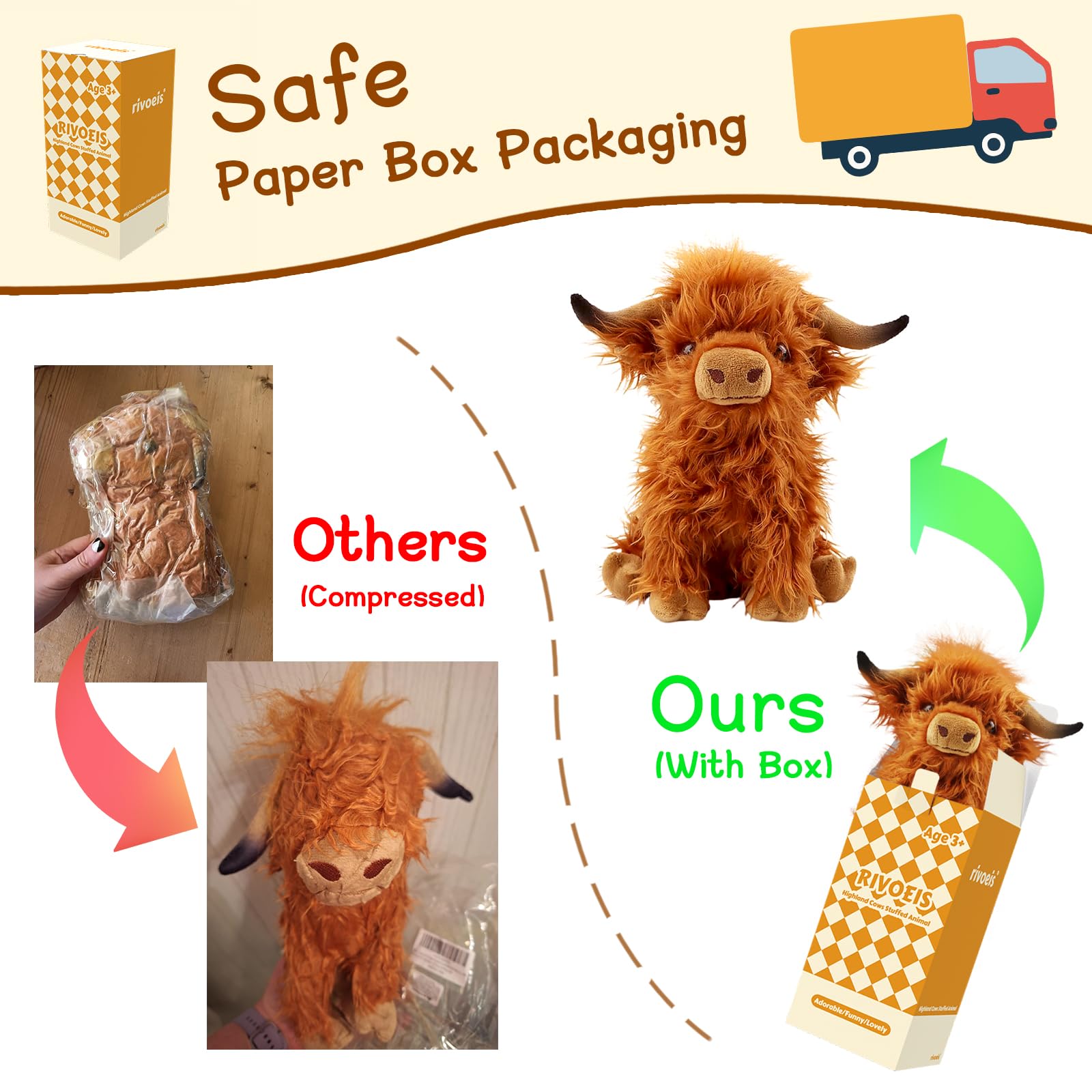 rivoeis Highland cow plush ideal for nursery decor and cuddles