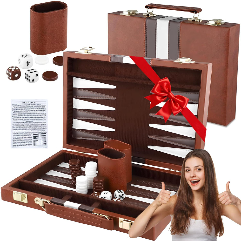 RIZENCE 15-inch backgammon board for family game nights.