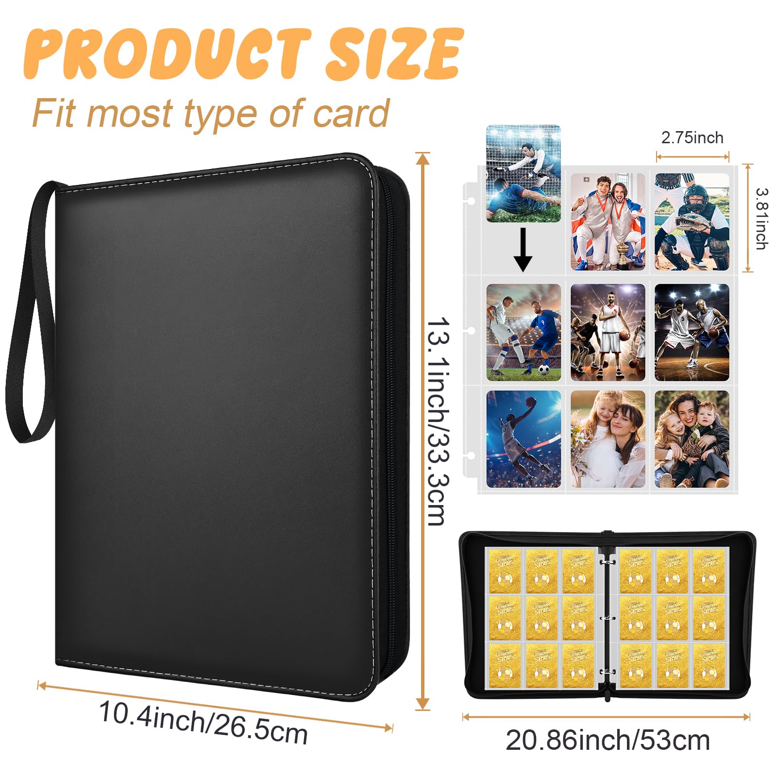 RJVW 50-page double-sided pockets open for easy card viewing and organizing.