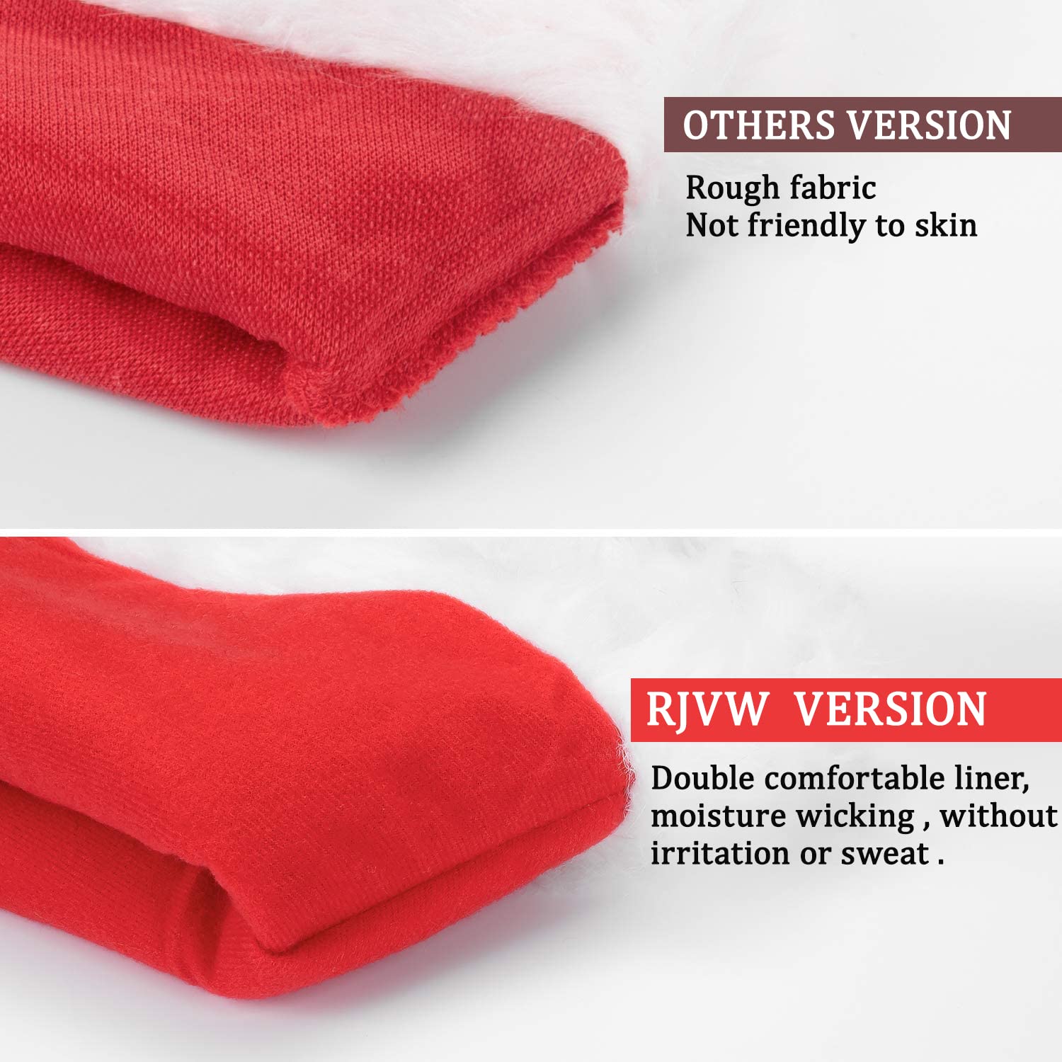 RJVW Santa Hat deluxe red velvet trim for festive photos.