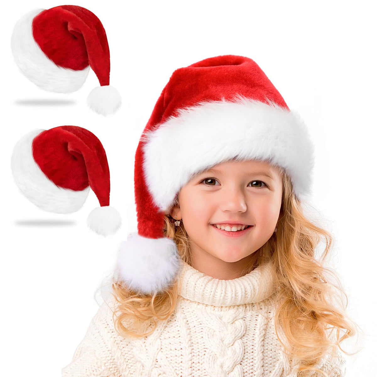 RJVW Santa Hat front view in red velvet, cozy for babies and kids.