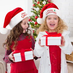 RJVW unisex red velvet Santa hat for family photos