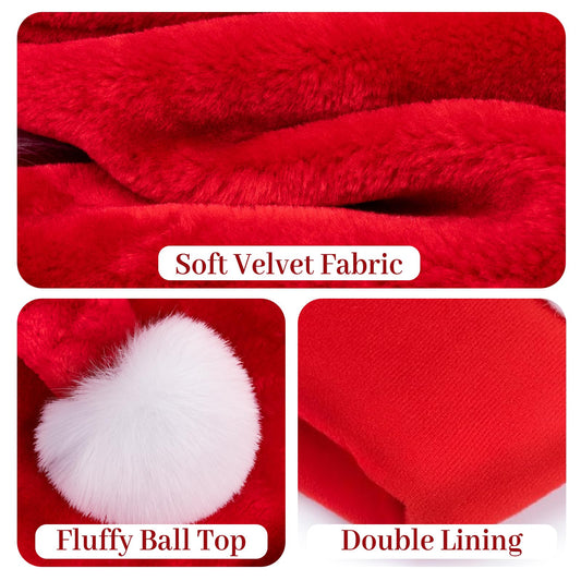 RJVW velvet Santa hat red with white trim for festive outfits