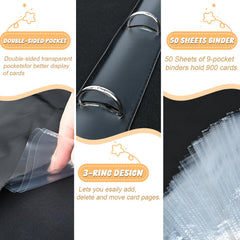 RJVW zipper-top binder keeps cards safely enclosed and secure.