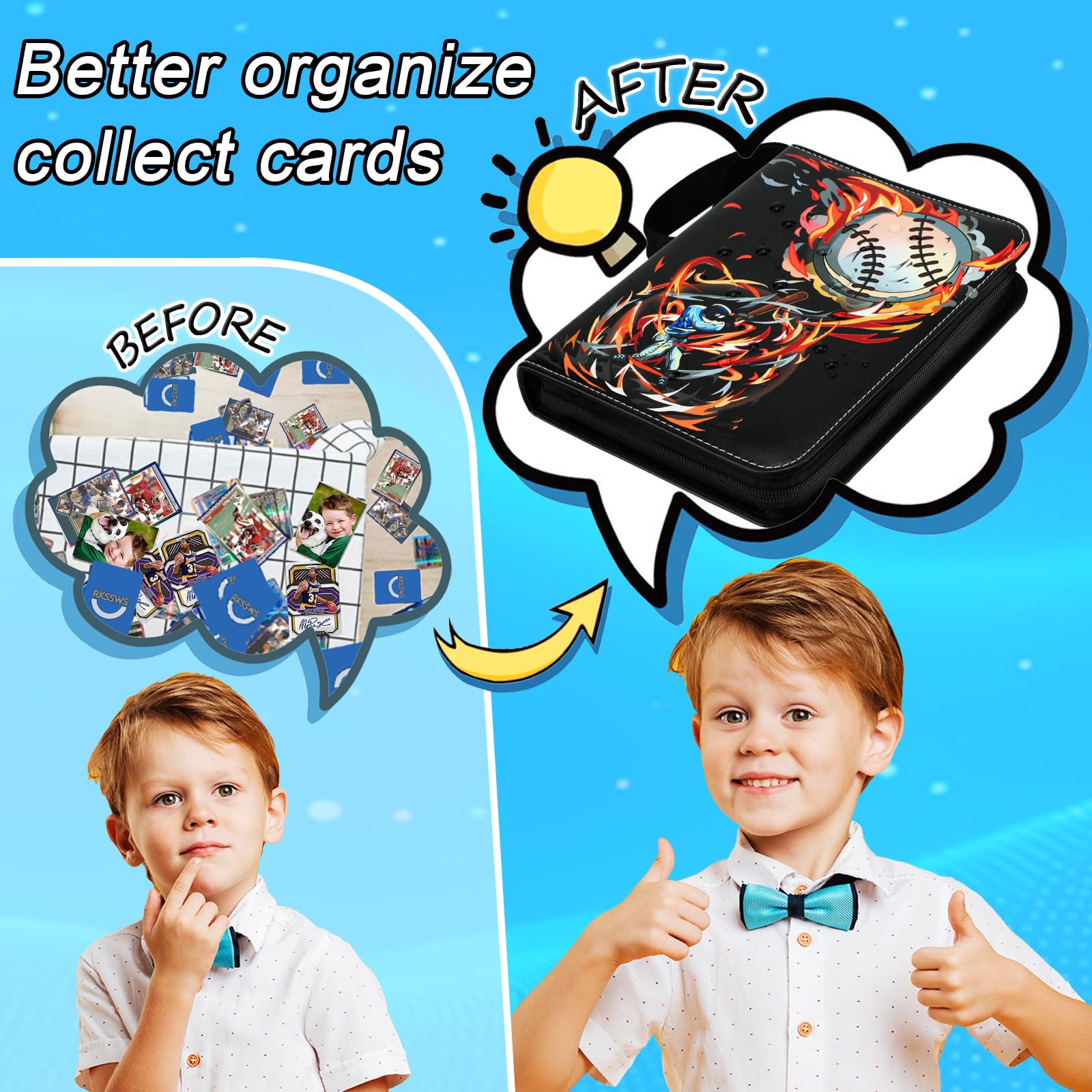 Dust-proof sleeves protecting baseball and trading cards in the binder