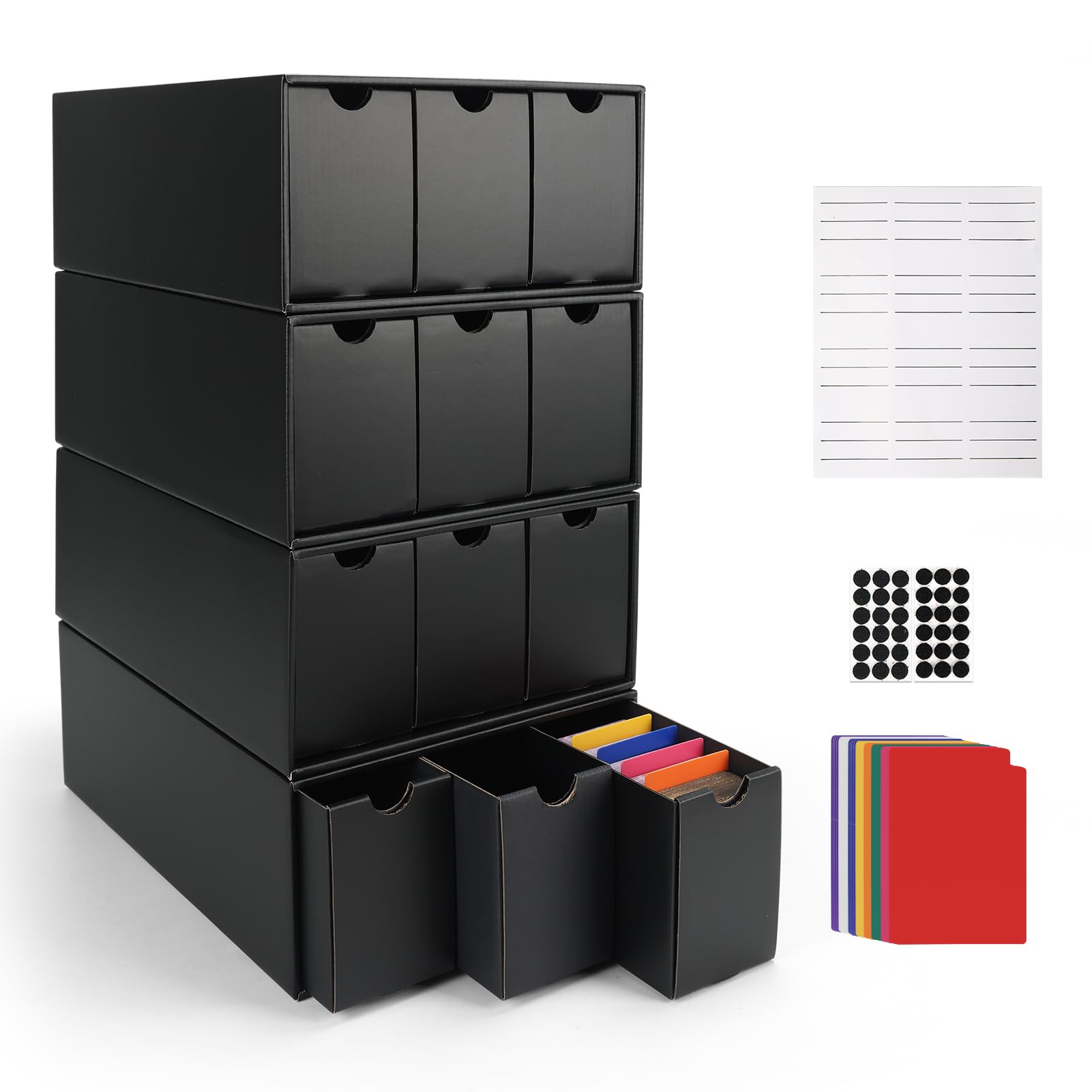 RLAVBL 12-pack card storage box stacked for bulk organization.
