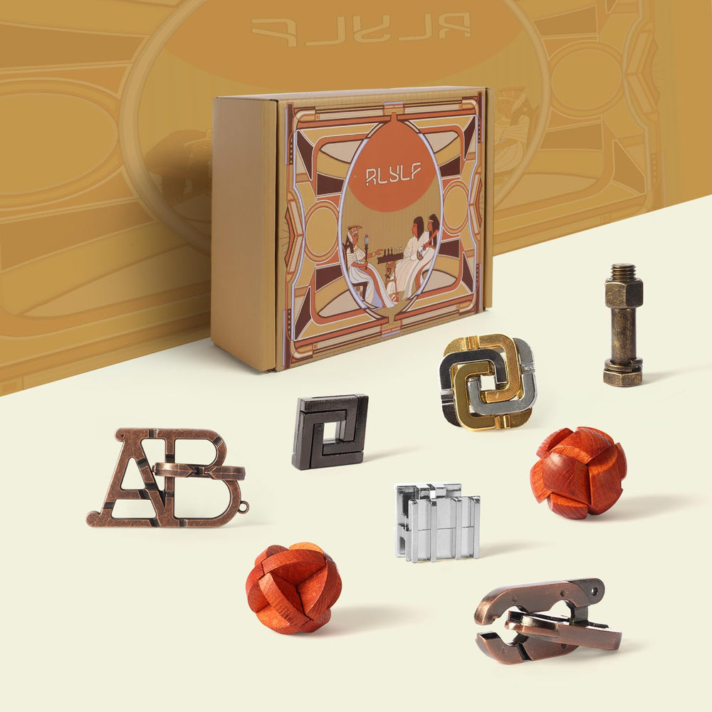 RLYLF ancient wood and metal puzzle ready to assemble for challenging play.