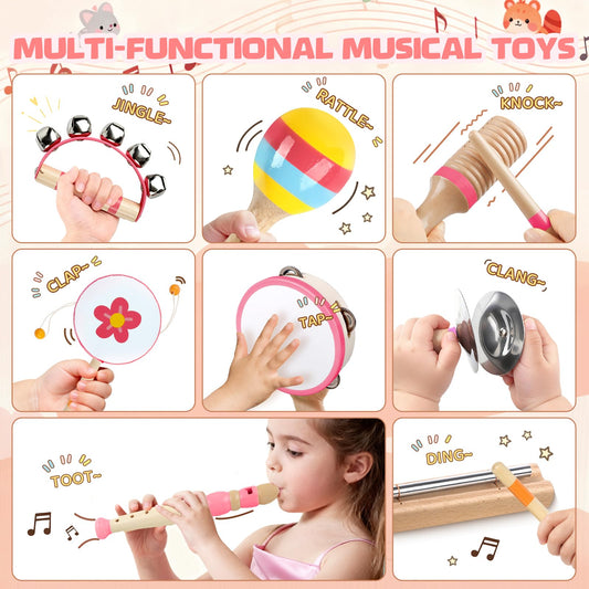 Rmischolar pink maracas promote coordinated shaking and cooperative play for toddlers