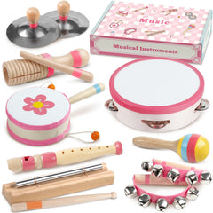 Rmischolar baby musical instruments set pink tambourine encourages rhythm play and sensory exploration