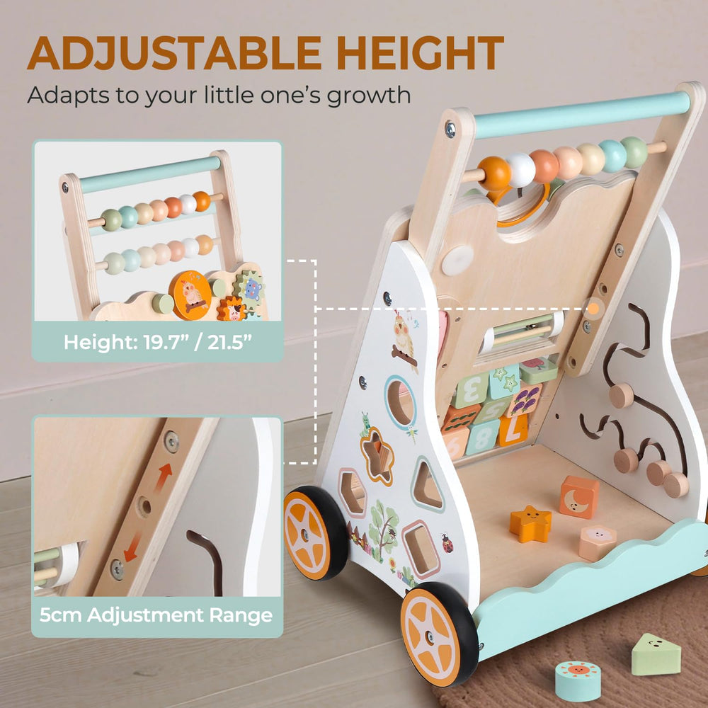Rmischolar baby push walker wheels close-up featuring quiet, floor-friendly movement
