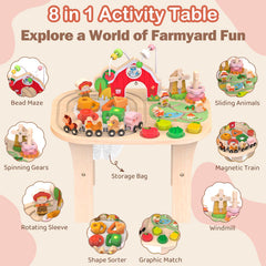 Rmischolar Farm Activity Table spinning gears invite playful problem solving.
