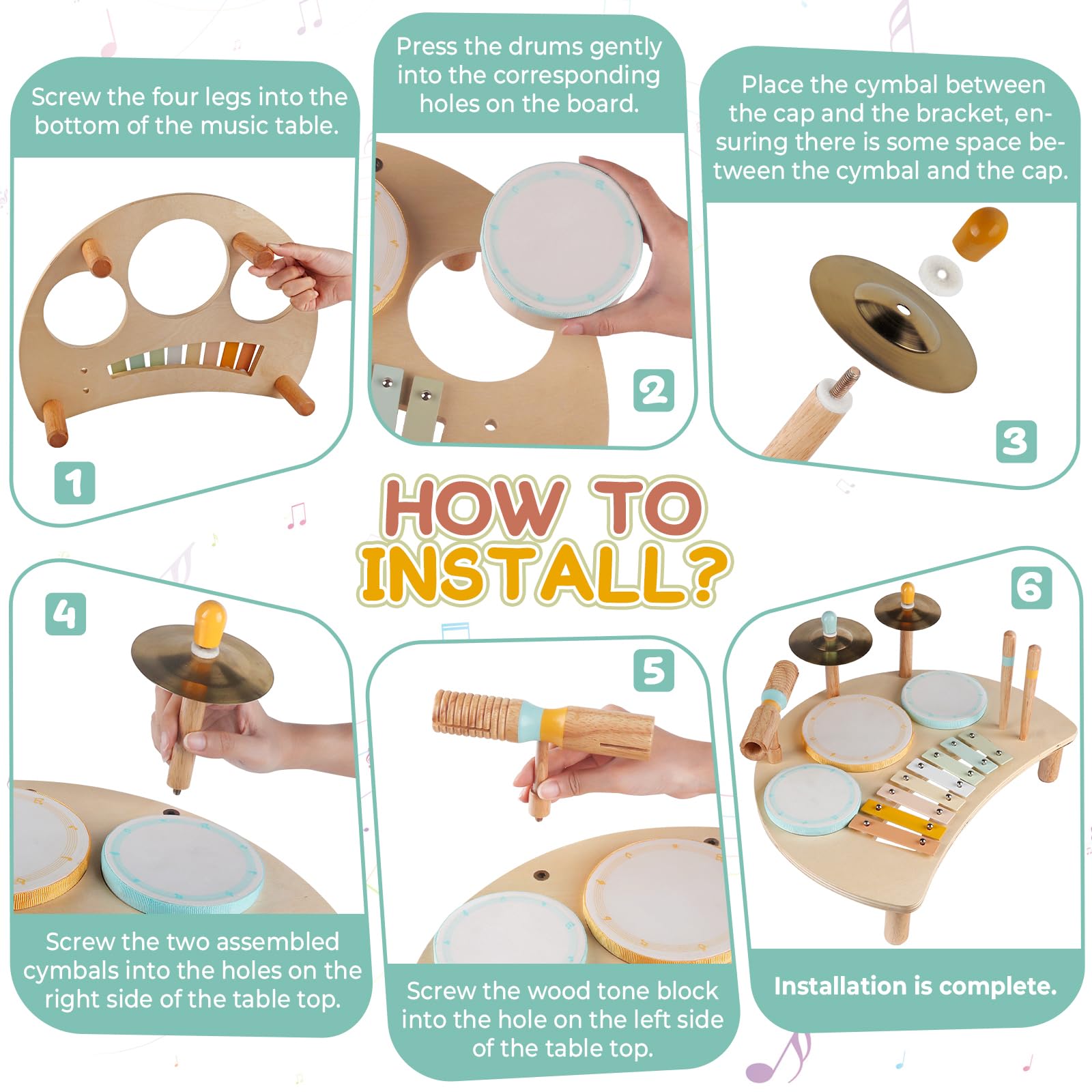 Rmischolar Kids Drum Set sheepskin drum 3 illustrating sensory feedback during music play