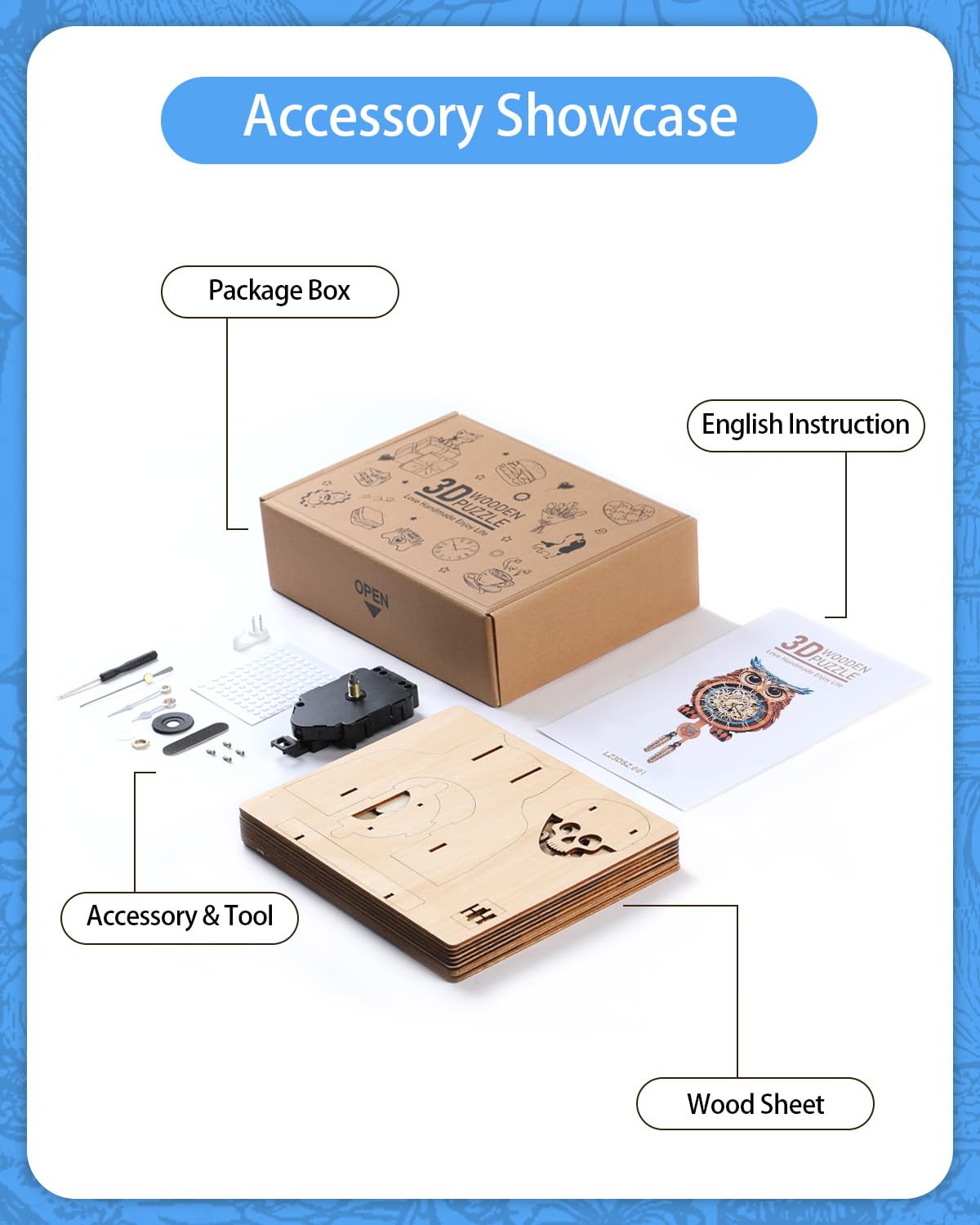 Rnfinewow 3D puzzle assembly begin with laser-cut pieces
