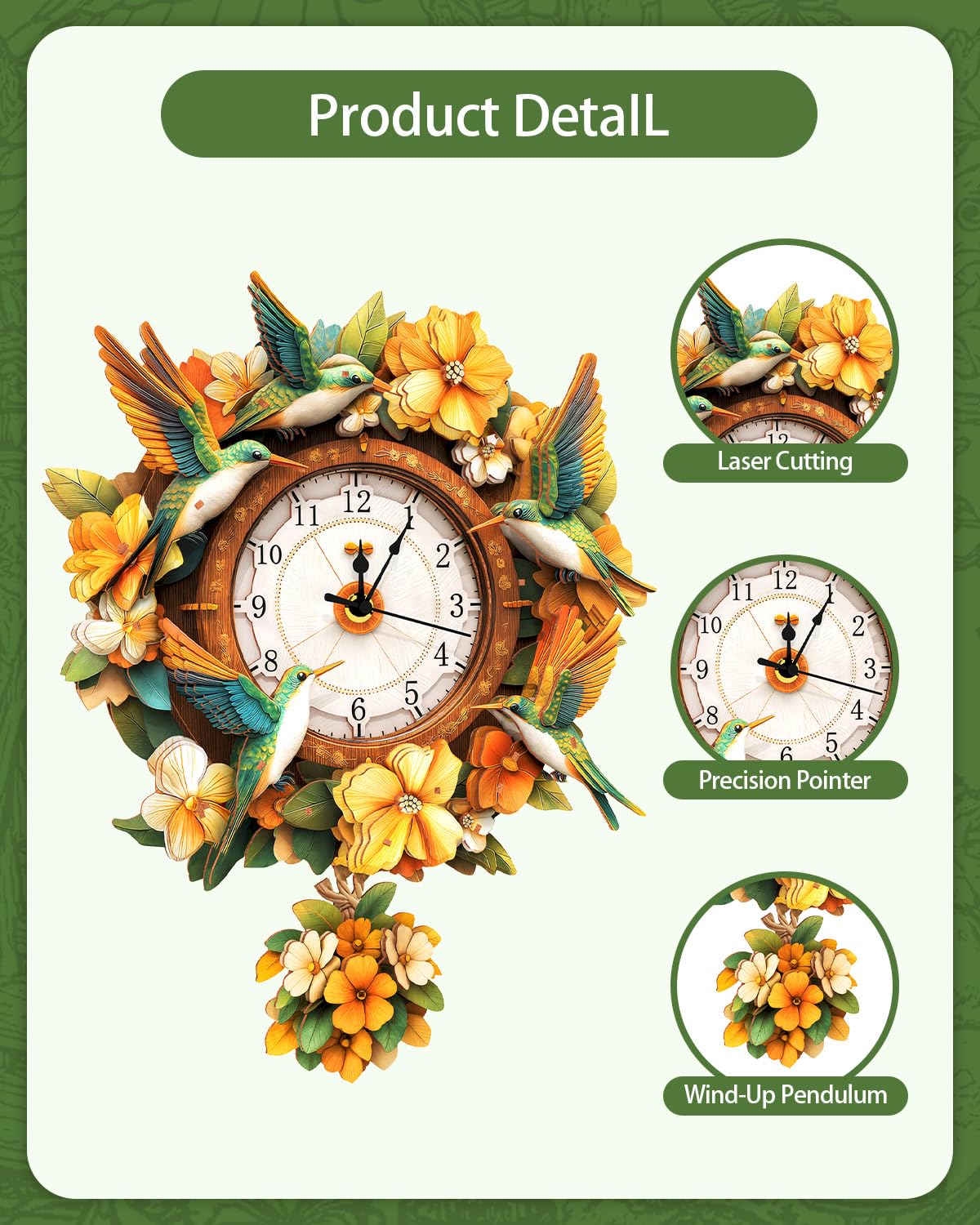 Rnfinewow clock face powered by a single AA battery for easy use.
