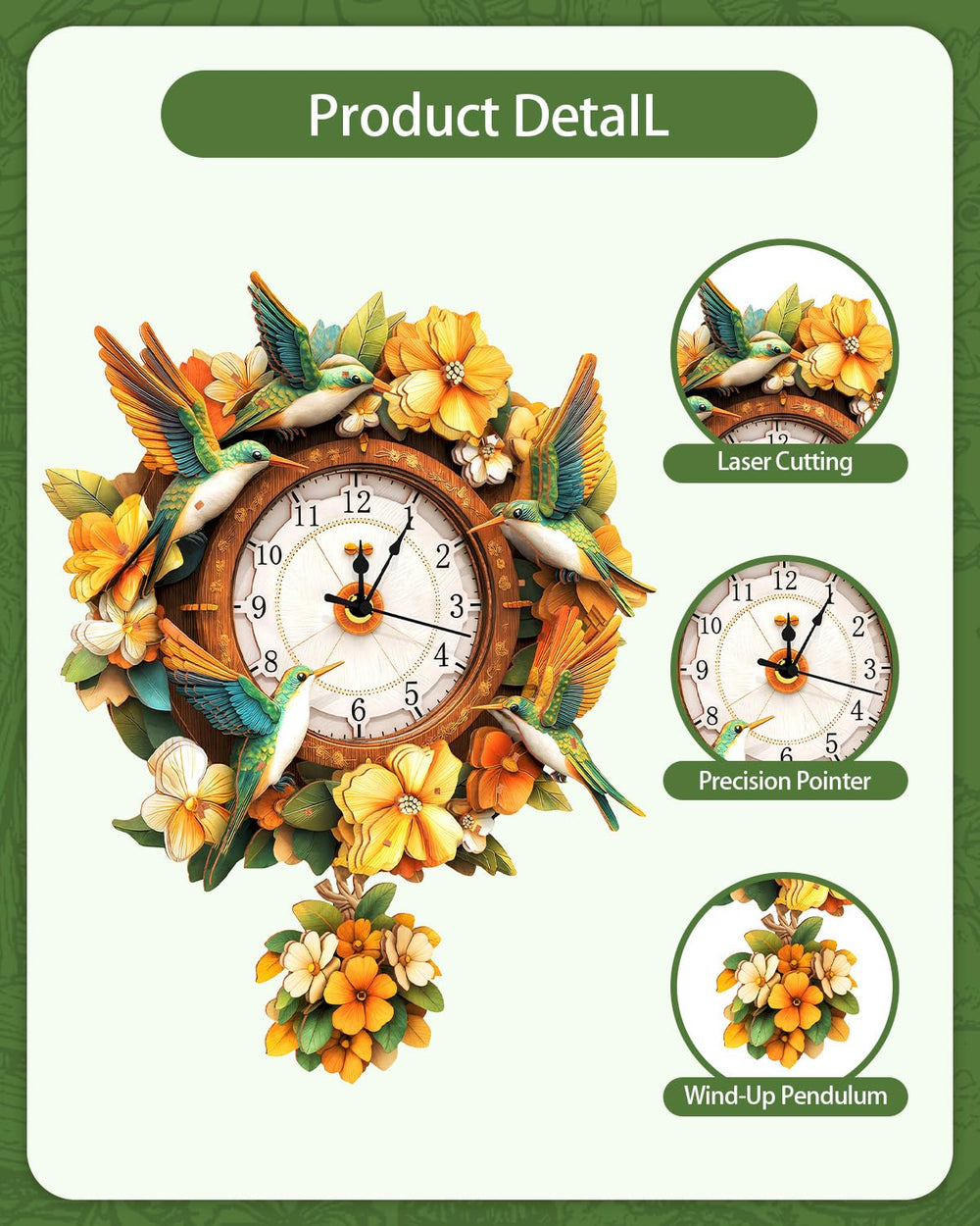 Rnfinewow clock face powered by a single AA battery for easy use.
