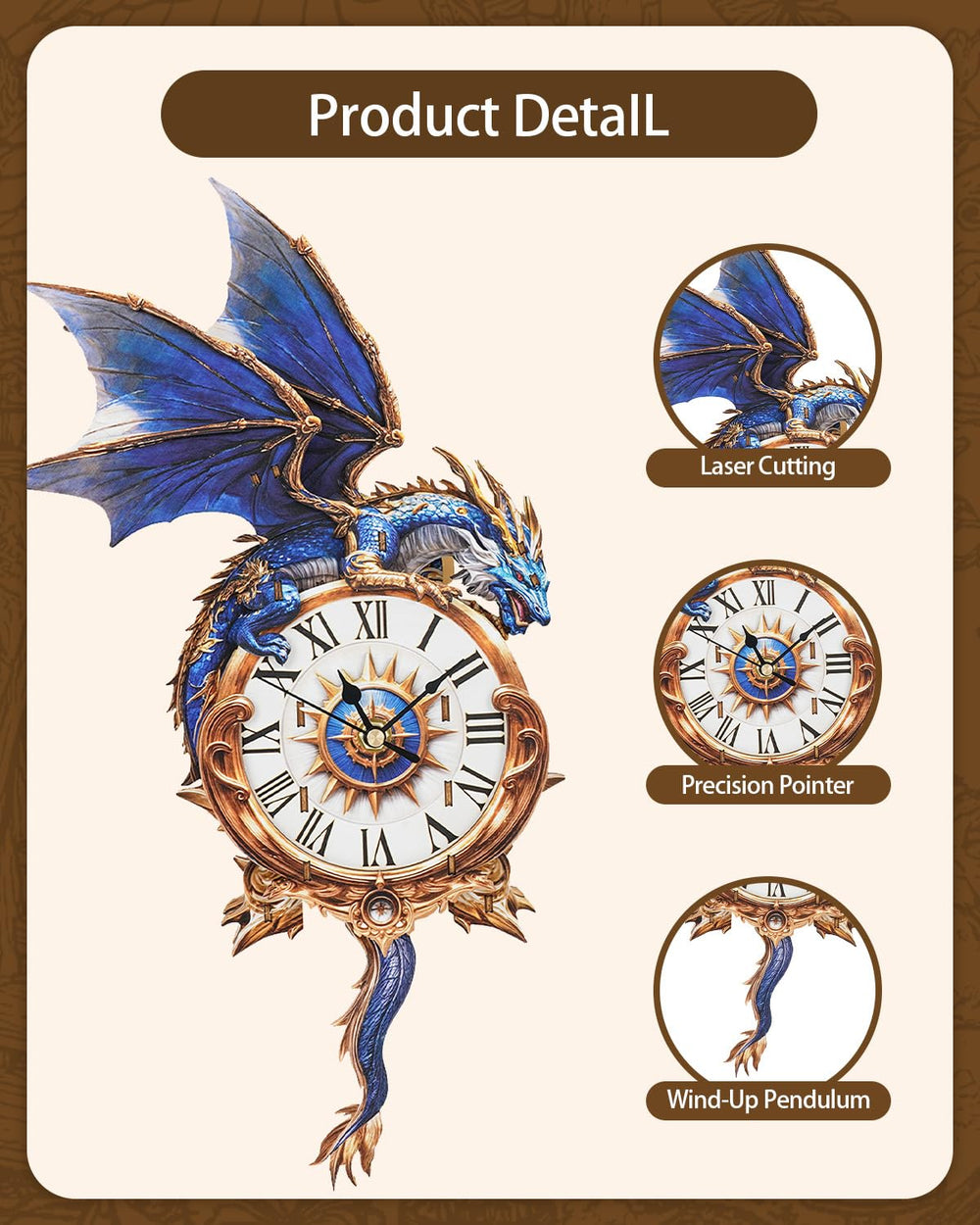 Rnfinewow clock pendulum movement image illustrating smooth, eye-catching motion.
