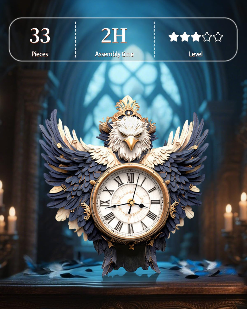 Rnfinewow finished eagle clock serves as a striking home centerpiece.