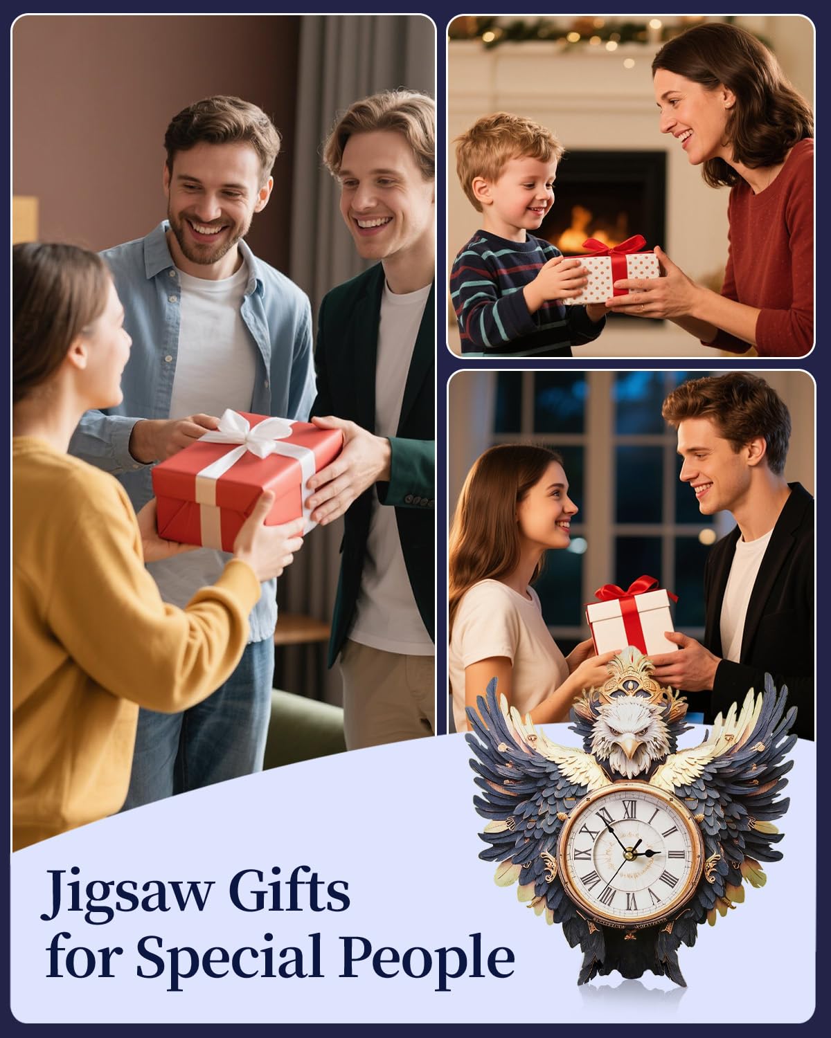 Rnfinewow gift-packaged eagle clock kit is ideal for holidays and birthdays.