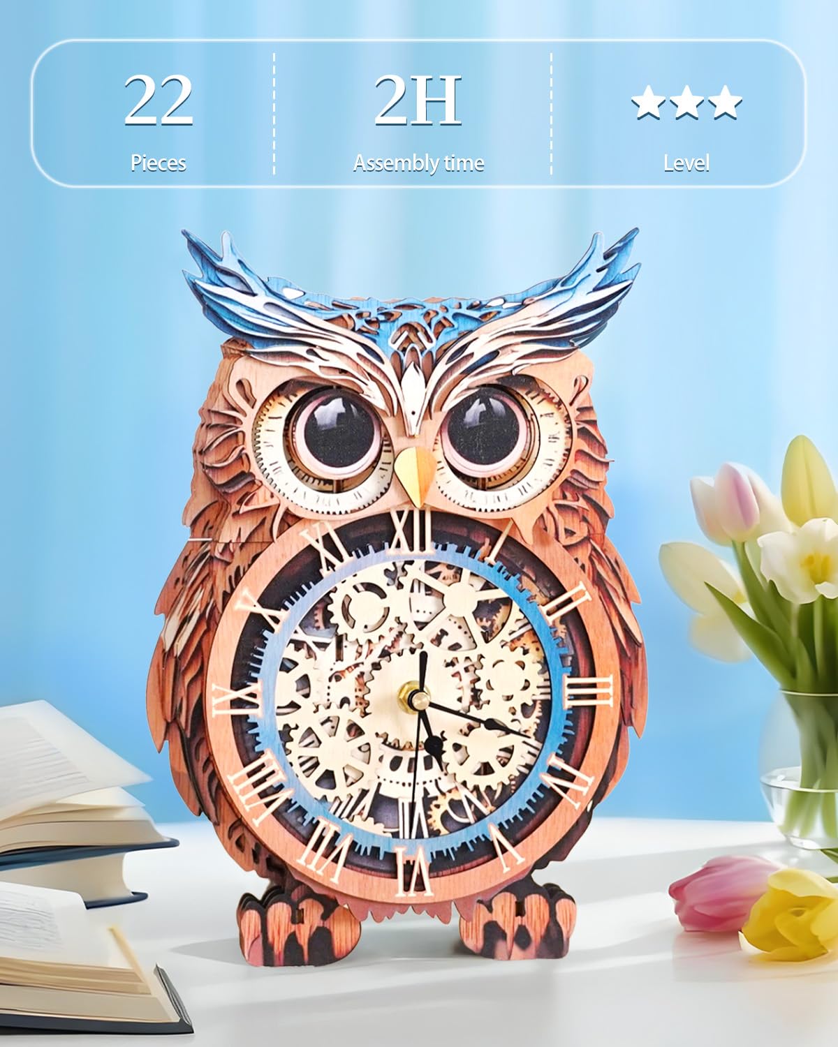 Rnfinewow gift-ready Owl Clock puzzle suitable for gifting