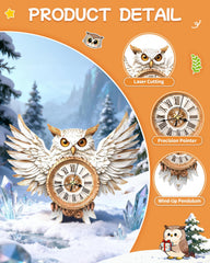 Rnfinewow snowy owl clock on wall displays stylish home decor.