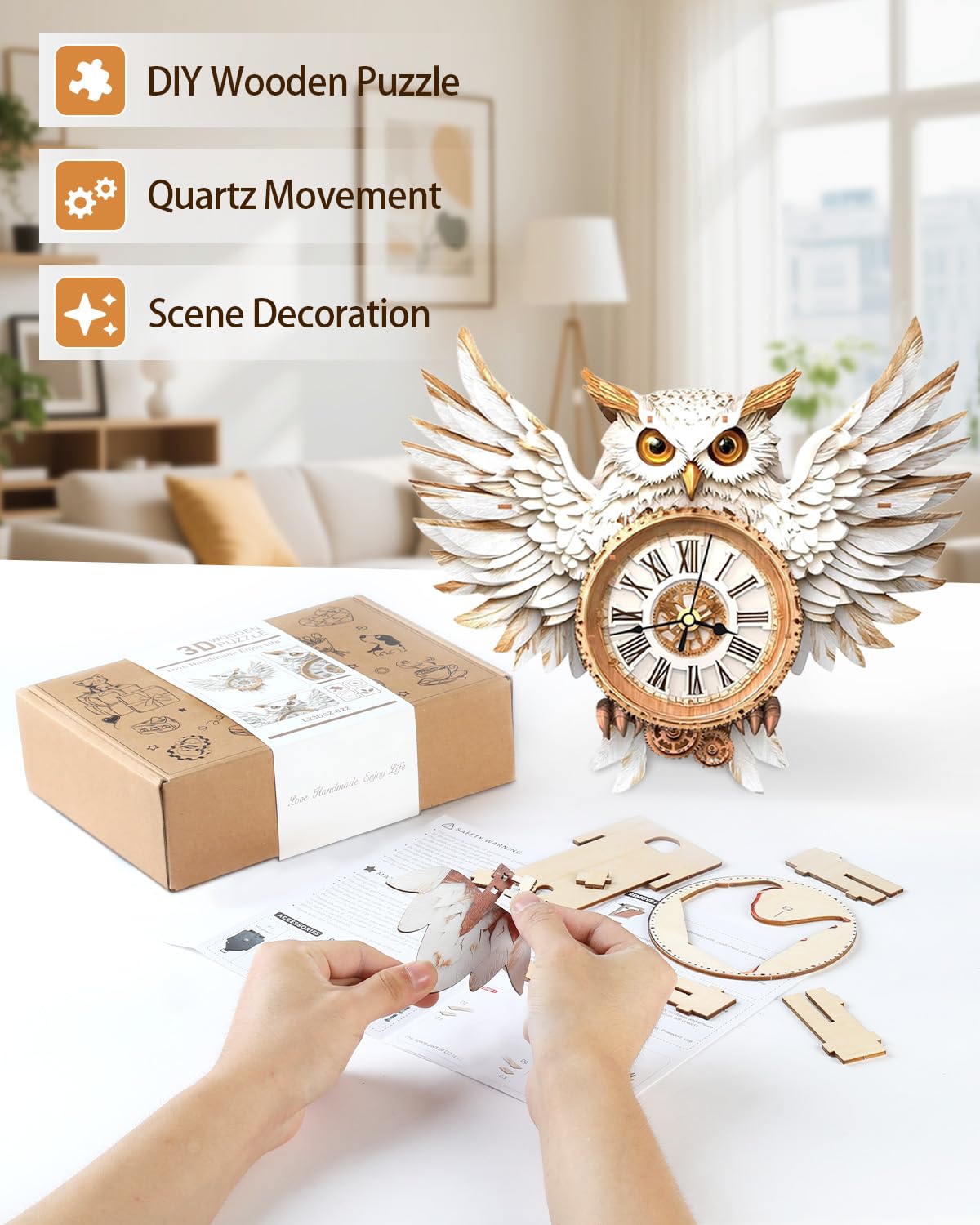 Rnfinewow snowy owl puzzle assembly for relaxing DIY fun.