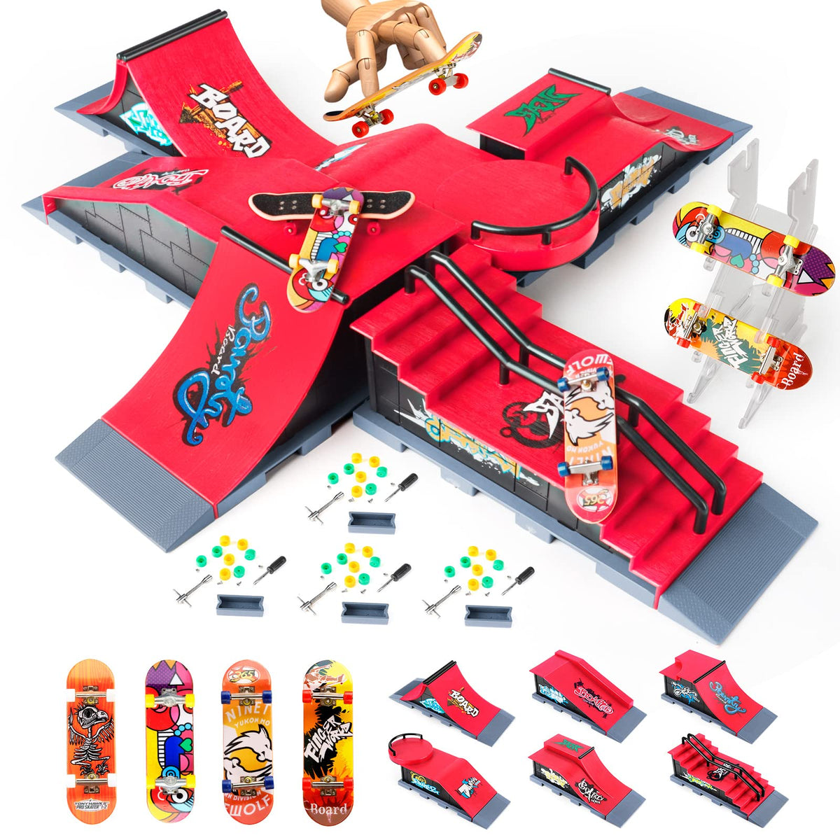 RNGODO fingerboard ramps full set for a portable, expandable skatepark