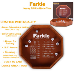 RNK Gaming Farkle Luxury Edition retains dice on the table during play.