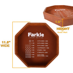 RNK Gaming Farkle Luxury Edition eleven-and-a-half-inch tray provides ample rolling space.