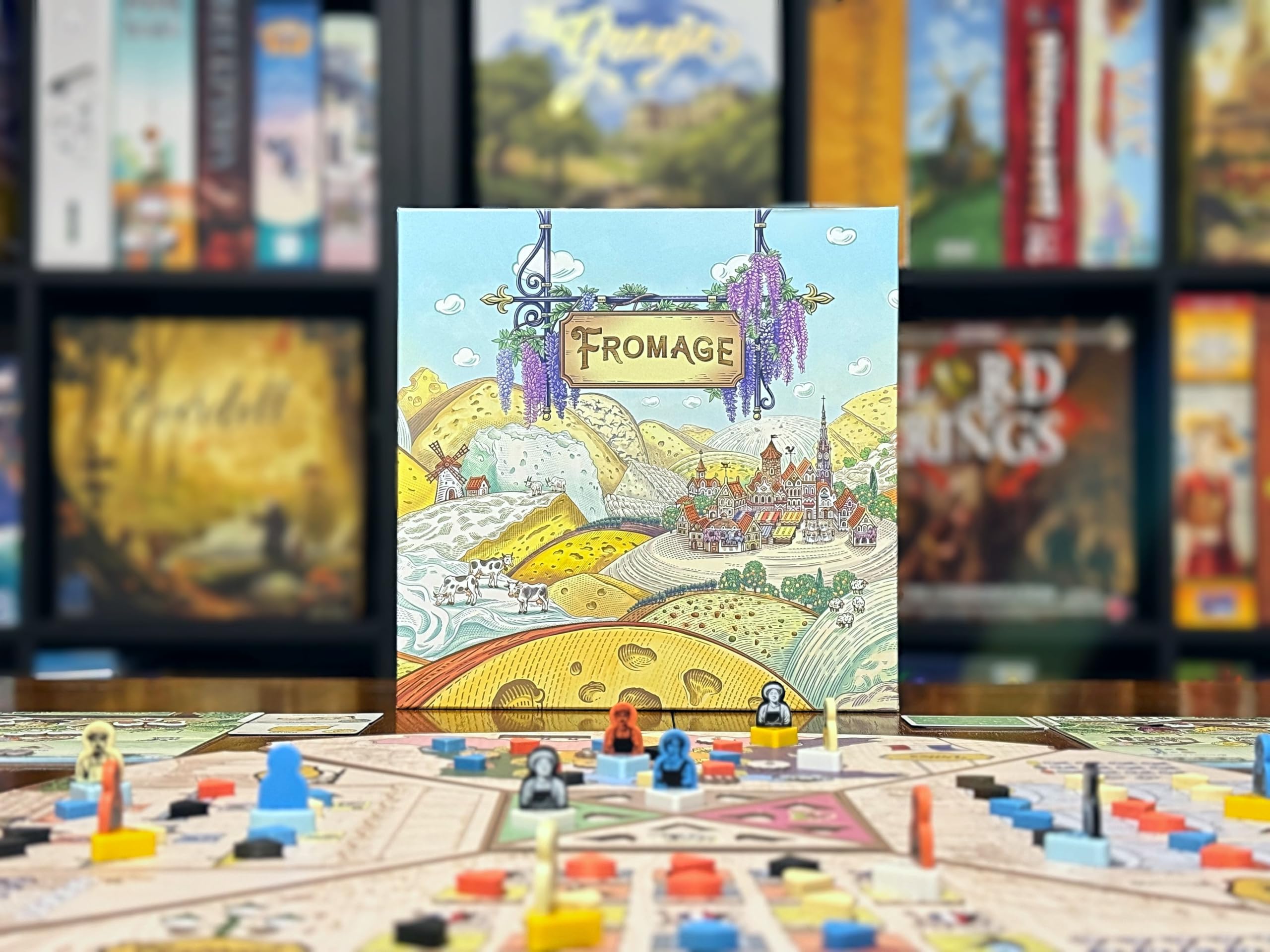 Road to Infamy Fromage family game night setup with players