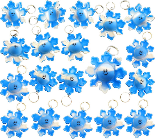 Roaqua winter snowflake mini pop keychain for classroom prizes and party favors.