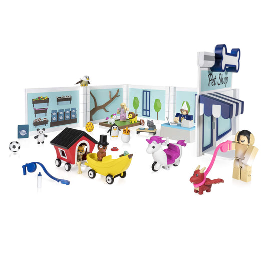 Roblox Celebrity Collection Adopt Me Pet Store Deluxe Playset cover with characters ready for imaginative play.