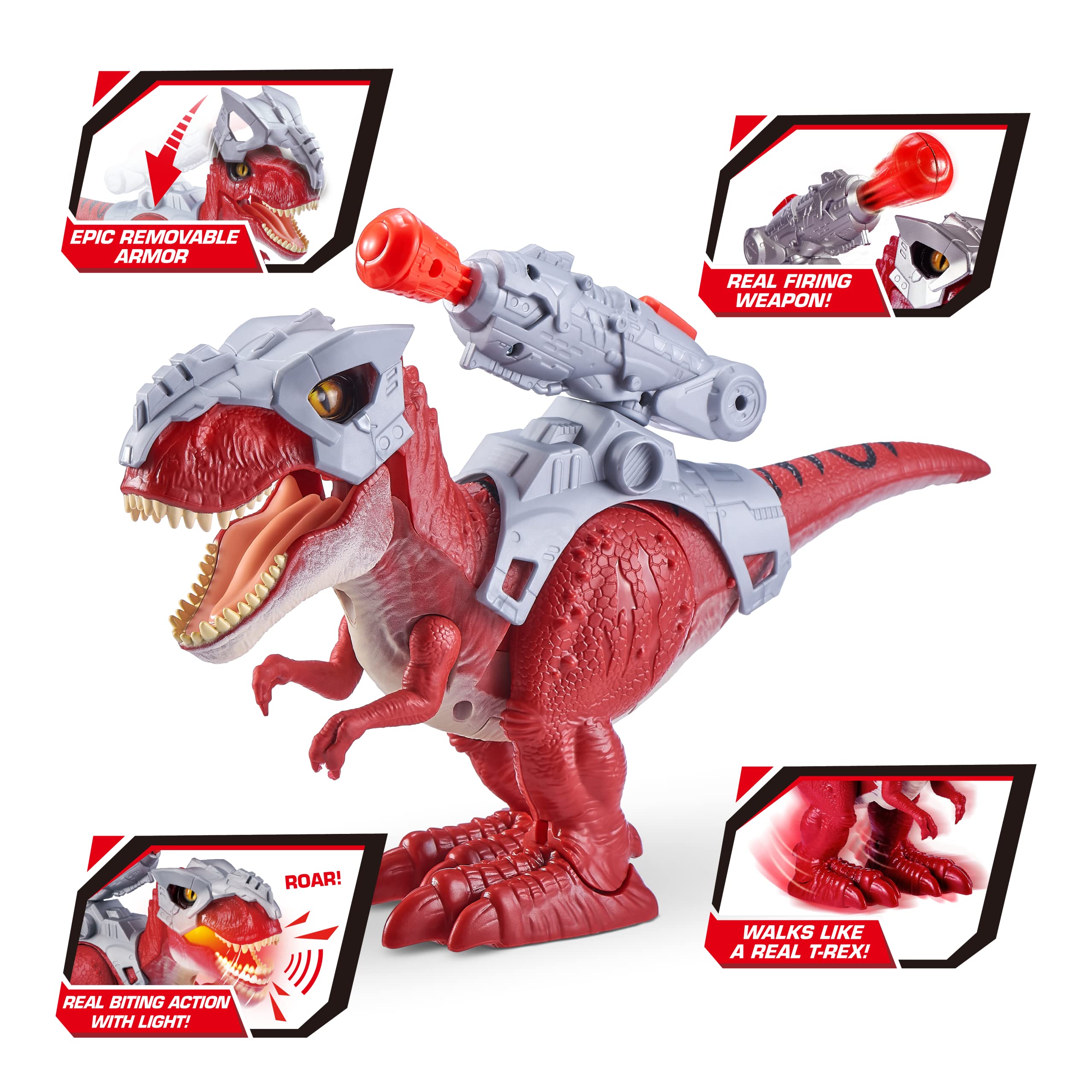 Robo Alive Dino Wars T-Rex action figure shown in colorful packaging.