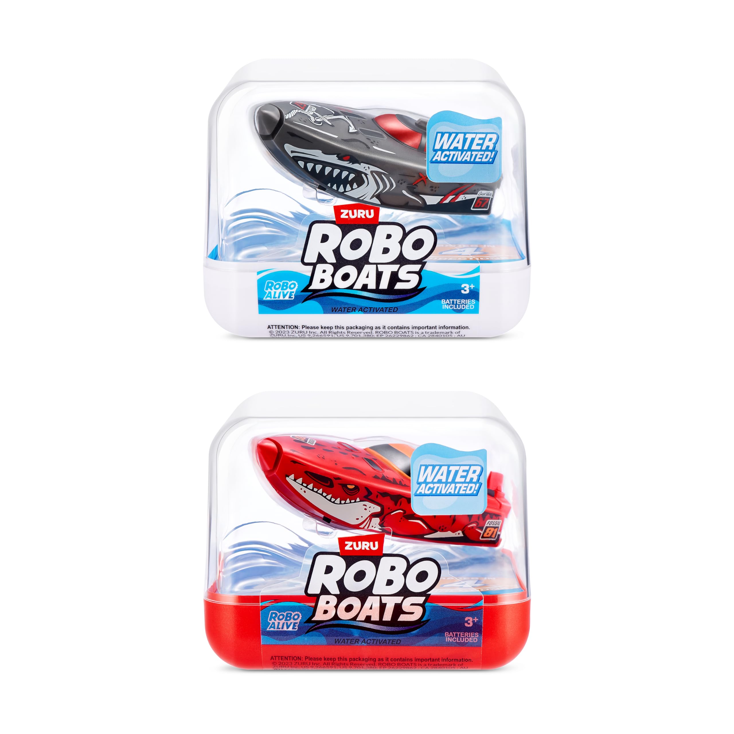 Robo Alive Dino Shark Robo Boat racing in pool for imaginative battles.