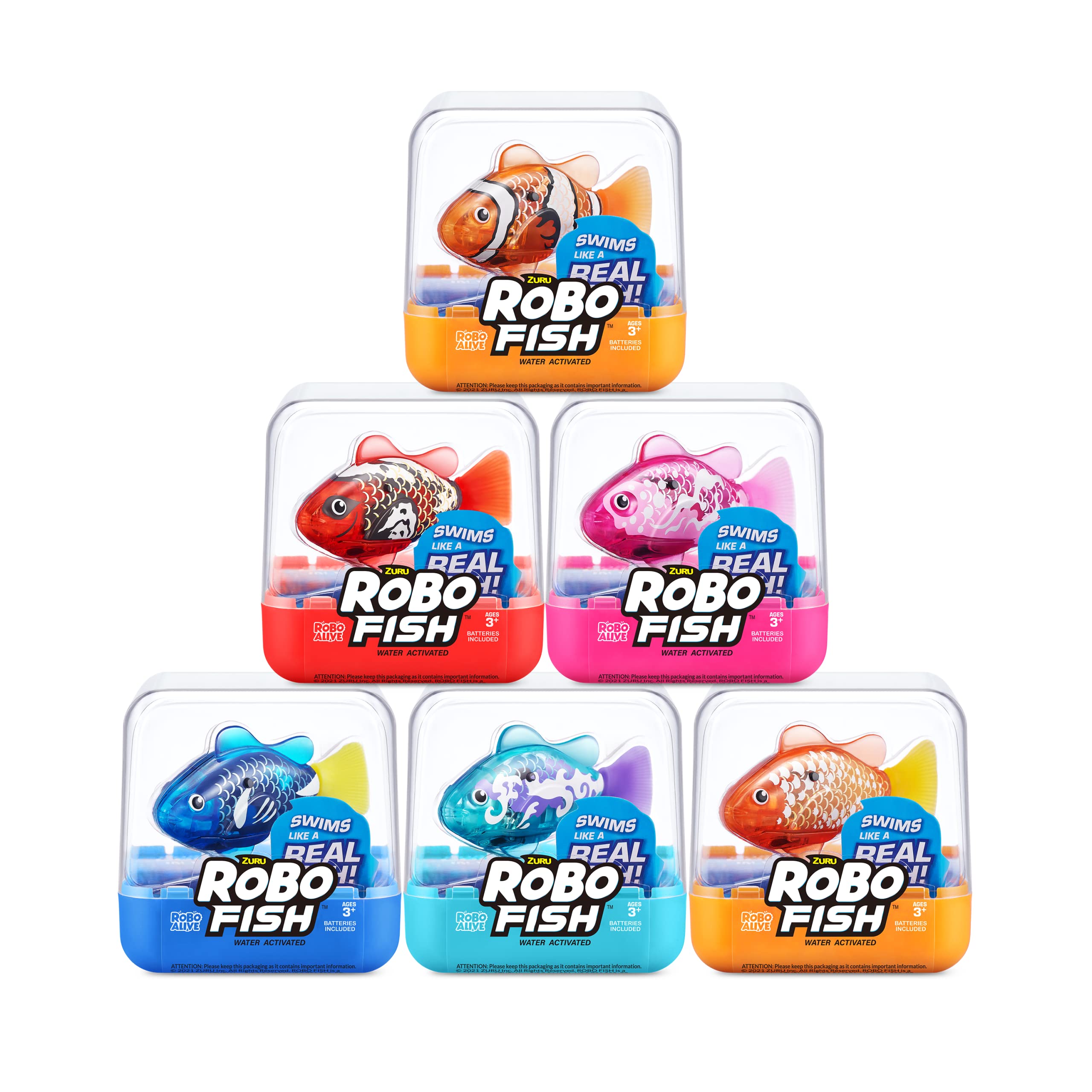 Robo Alive teal and orange Robo Fish comes ready with batteries for instant action.