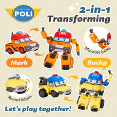 Robocar Poli Bucky durable hard-plastic construction stands up to rough play.