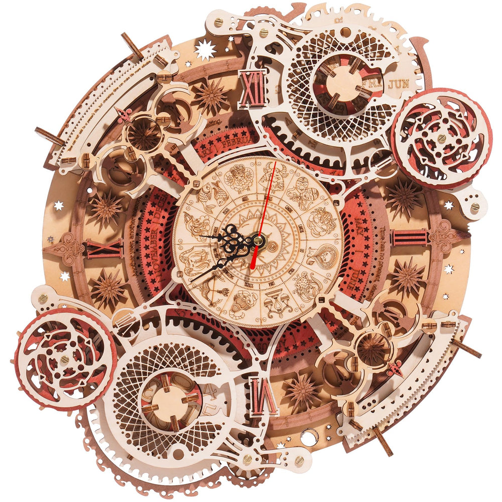 ROBOTIME 3D wooden wall clock focuses on assembly for chic home decor